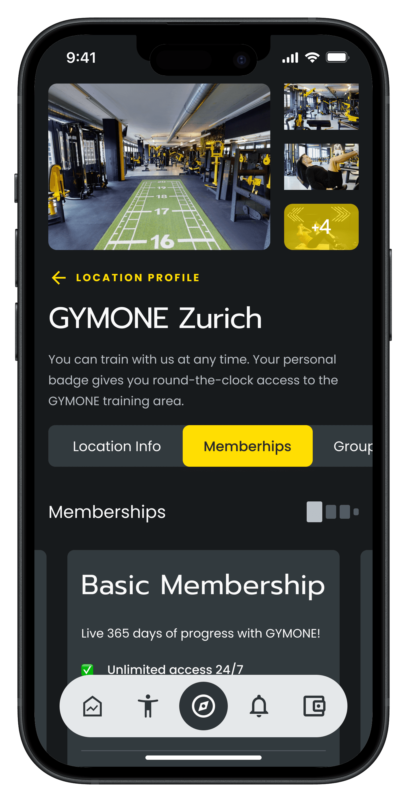 Standorte in der GYMONE App